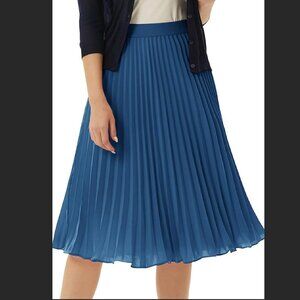 NWT- High Elastic Waist Pleated Chiffon Skirt Midi Swing A-line Skirts- S- Blue